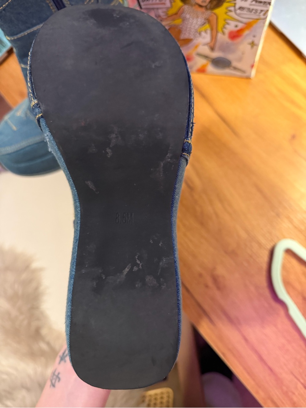 Jeffrey Campbell Denim Paneled Platform Ankle Boots in Blue - Picture 6 of 9